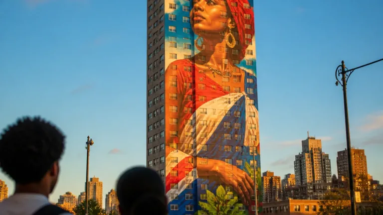 Artista dominicano Angurria pinta el mural más alto de Estados Unidos en el Bronx