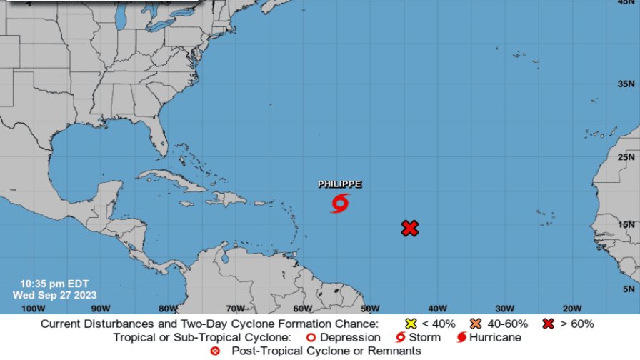 Tormenta tropical Philippe se aproximará a RD como una depresión tropical