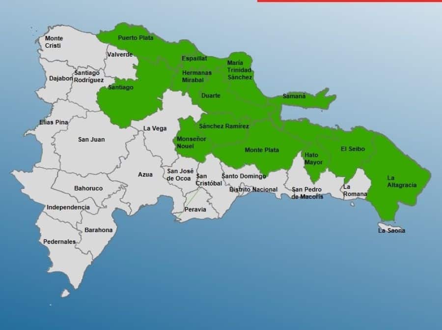 COE coloca 13 provincias en alerta por aguaceros que generará una vaguada
