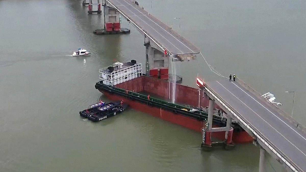 Un choque en Cantón (China) marcó un antecedente del accidente del puente de Baltimore